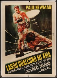 4z0013 SOMEBODY UP THERE LIKES ME linen Italian 1p R1960s Casaro art of Newman as boxing champ Graziano