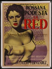4z0104 ROSANNA linen Mexican poster 1953 La Red, great Caballero art of sexy Rossana Podesta!