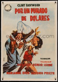 4z0066 FISTFUL OF DOLLARS linen Spanish 1965 Sergio Leone, Clint Eastwood, different gunfight art!