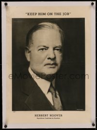 4z0149 HERBERT HOOVER linen 16x22 political campaign 1932 cool Bachrach portrait, keep him on the job!