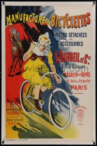 4z0161 MANUFACTURE DE BICYCLETTES linen 26x40 French commercial poster 1970s Corrois art of clown!