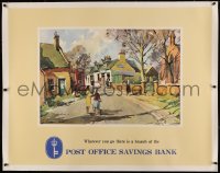 4z0045 POST OFFICE SAVINGS BANK linen 34x43 English advertising poster 1940s great art of Strachan!