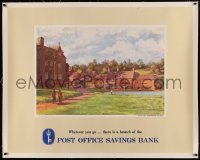 4z0048 POST OFFICE SAVINGS BANK linen 34x43 English advertising poster 1940s Yale art of Warmington!