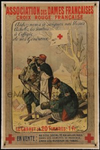 4z0030 ASSOCIATION DES DAMES FRANCAISES linen 32x48 French WWI war poster 1916 Lucien Jonas art!