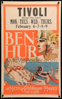 4z0169 BEN-HUR WC 1925 great close up art of Ramon Novarro and riding in chariot race, rare!