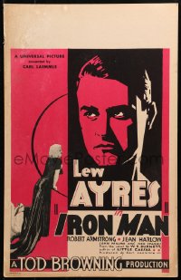 4z0183 IRON MAN WC 1931 directed by Tod Browning, headshot of boxer Lew Ayres + sexy Jean Harlow!