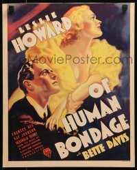 4z0189 OF HUMAN BONDAGE WC 1934 Maugham classic, best art of Bette Davis & Leslie Howard, very rare!