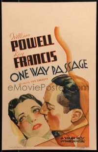 4z0190 ONE WAY PASSAGE WC 1932 best romantic art of William Powell & sexy Kay Francis, ultra rare!