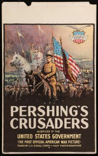 4z0191 PERSHING'S CRUSADERS WC 1918 art of World War I soldiers & medieval Crusades knights, rare!