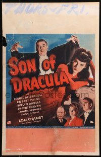 4z0197 SON OF DRACULA WC 1943 Lon Chaney Jr. as Count Alucard looming over Louise Allbritton & cast!