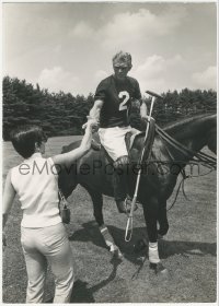 5a0066 THOMAS CROWN AFFAIR candid deluxe 9.75x13.75 still 1968 Steve McQueen playing polo by wife!