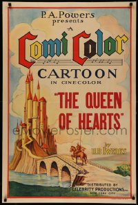 5a0009 COMICOLOR CARTOON 1sh 1930s Ub Iwerks art of knight by castle, The Queen of Hearts, rare!