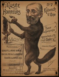 5a0037 MUSEE DES HORREURS 20x26 French special poster 1899 Lenepveu art of wolf Rabbi Kahn, rare!