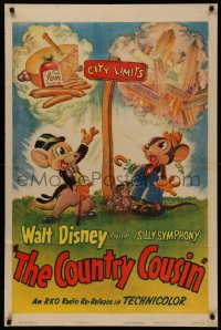 5a0188 COUNTRY COUSIN 1sh R1949 Walt Disney, wonderful art of city & country mice, very rare!