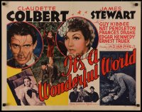 5a0167 IT'S A WONDERFUL WORLD 1/2sh 1939 James Stewart & Claudette Colbert, Ben Hecht, ultra rare!