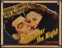 5a0172 REMEMBER THE NIGHT 1/2sh 1940 Preston Sturges, Barbara Stanwyck, Fred MacMurray, ultra rare!