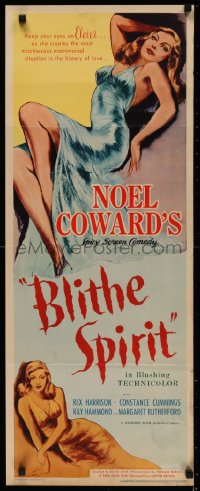 5a0138 BLITHE SPIRIT insert 1945 David Lean, Noel Coward, super sexy art of Constance Cummings, rare!