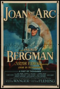 5a0193 JOAN OF ARC 1sh 1948 wonderful image of Ingrid Bergman with sword and armor on horseback!