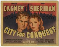 5a0230 CITY FOR CONQUEST TC 1940 boxer James Cagney & Ann Sheridan over New York skyline, very rare!