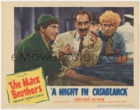 5a0275 NIGHT IN CASABLANCA LC 1946 close up of Groucho with cigar between Chico Marx & Harpo Marx!