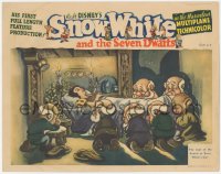 5a0285 SNOW WHITE & THE SEVEN DWARFS LC 1937 Walt Disney, sad little guys with sleeping Snow, rare!