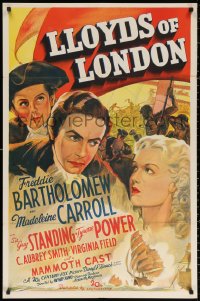 5a0195 LLOYD'S OF LONDON int'l 1sh 1936 art montage of Bartholomew, Carroll & Power, very rare!