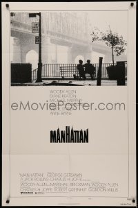 5a0198 MANHATTAN style B 1sh 1979 classic image of Woody Allen & Diane Keaton by bridge!