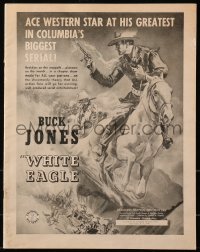 5a0102 WHITE EAGLE pressbook 1941 Buck Jones, includes rare promotional Native American headdress!