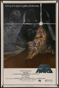 5a0015 STAR WARS first printing int'l 1sh 1977 George Lucas, Tom Jung art of Vader over Luke & Leia!