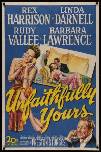 5a0212 UNFAITHFULLY YOURS 1sh 1948 Preston Sturges, great art of Rex Harrison & sexy Linda Darnell!