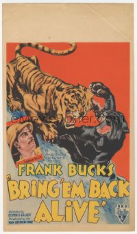5a0067 BRING 'EM BACK ALIVE mini WC 1933 Frank Buck, Cravath art of tiger fighting panther, rare!