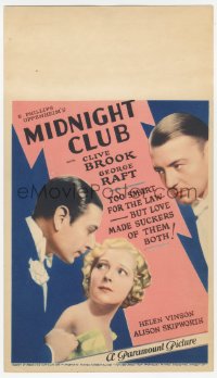 5a0071 MIDNIGHT CLUB mini WC 1933 Clive Brook, George Raft, Helen Vinson, jewel thieves, ultra rare!