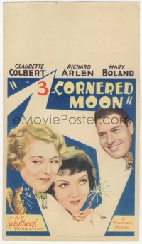 5a0074 THREE-CORNERED MOON mini WC 1933 Claudette Colbert, Richard Arlen & Mary Boland, ultra rare!