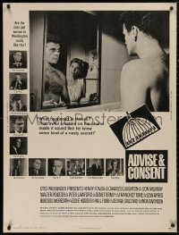 5b0306 ADVISE & CONSENT 30x40 1962 Otto Preminger, Senator Don Murray's wife begins to realize!