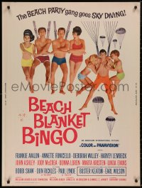 5b0313 BEACH BLANKET BINGO 30x40 1965 Frankie Avalon & Annette Funicello go sky diving!