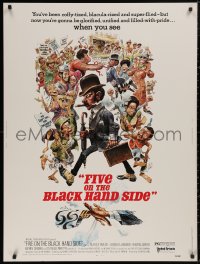 5b0330 FIVE ON THE BLACK HAND SIDE 30x40 1973 great Jack Davis artwork of entire cast, ultra rare!