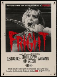 5b0331 FRIGHT 30x40 1972 terrified Susan George about to have her mouth slashed open by glass, rare!