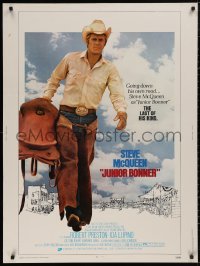 5b0342 JUNIOR BONNER 30x40 1972 full-length rodeo cowboy Steve McQueen carrying saddle!