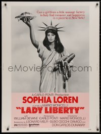 5b0346 LADY LIBERTY 30x40 1972 great wacky image of sexy Sophia Loren as Statue of Liberty!