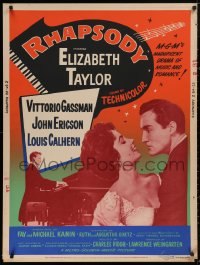 5b0373 RHAPSODY style Z 30x40 1954 Elizabeth Taylor must possess Gassman, heart, body & soul, rare!
