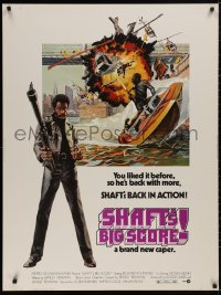 5b0378 SHAFT'S BIG SCORE 30x40 1972 great art of mean Richard Roundtree with big gun by John Solie!