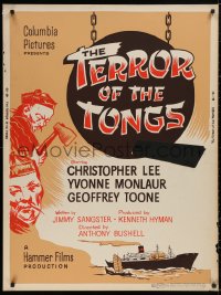 5b0388 TERROR OF THE TONGS 30x40 1961 cool art of Asian villain Chris Lee, drug-crazed assassins!