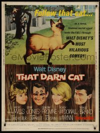 5b0389 THAT DARN CAT 30x40 1965 great art of Hayley Mills & Disney Siamese feline, ultra rare!