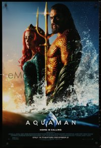 5b0818 AQUAMAN advance DS 1sh 2018 DC, Momoa in title role with sexy Amber Heard, home is calling!