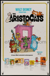 5b0820 ARISTOCATS 1sh R1980 Walt Disney feline jazz musical cartoon, great art of cats!