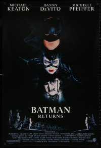5b0836 BATMAN RETURNS 1sh 1992 Michael Keaton, Danny DeVito, Michelle Pfeiffer, Tim Burton!