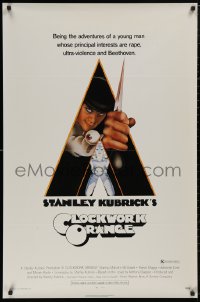5b0865 CLOCKWORK ORANGE 1sh 1972 Stanley Kubrick classic, Castle art of Malcolm McDowell!