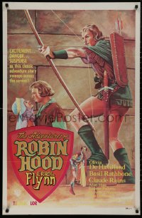 5b0186 ADVENTURES OF ROBIN HOOD 27x41 Spanish commercial poster 1970s Calera art of Flynn & De Havilland!
