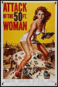 5b0187 ATTACK OF THE 50 FT WOMAN 27x40 commercial poster 1990s enormous Allison Hayes over highway!