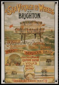 5b0209 SEA VOYAGE ON WHEELS 21x30 English commercial poster 1979 vintage art from 1890s poster!